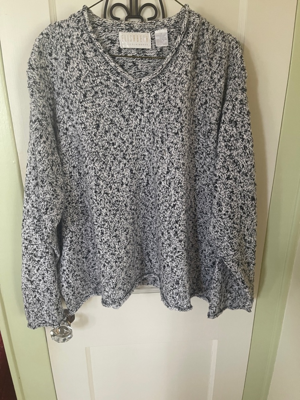 Black & White Tweed V-Neck Sweater